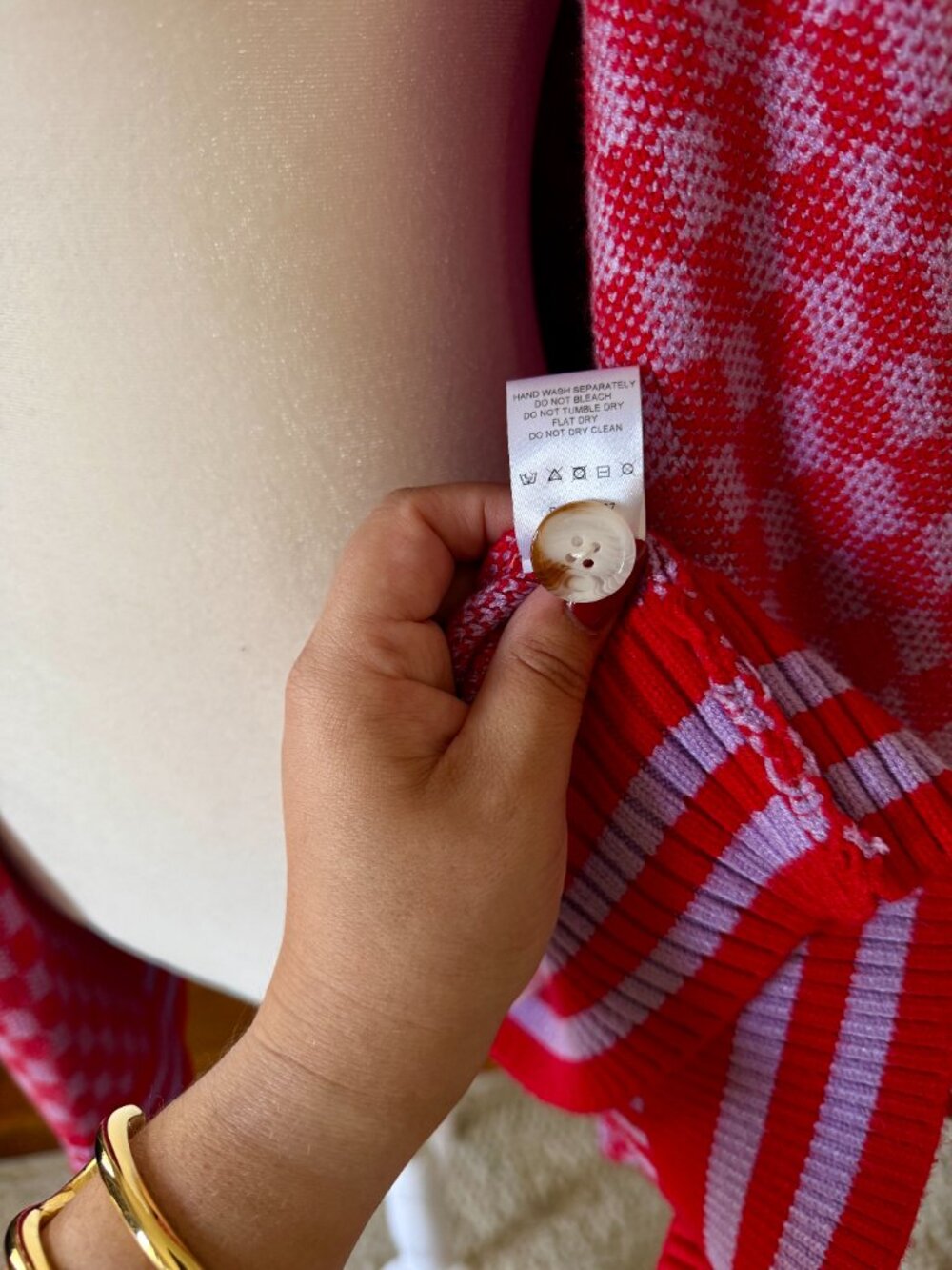 Dressed In Lala Oversized Grandpa Cardigan | Red + Lavender (L/XL) - Picture 7 of 8